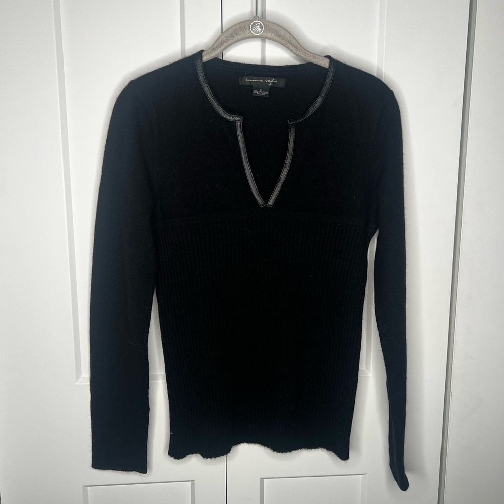 🚫SOLD🚫Emma Sofia 100% Cashmere V Neck Ribbed Sweater Women's Size Small